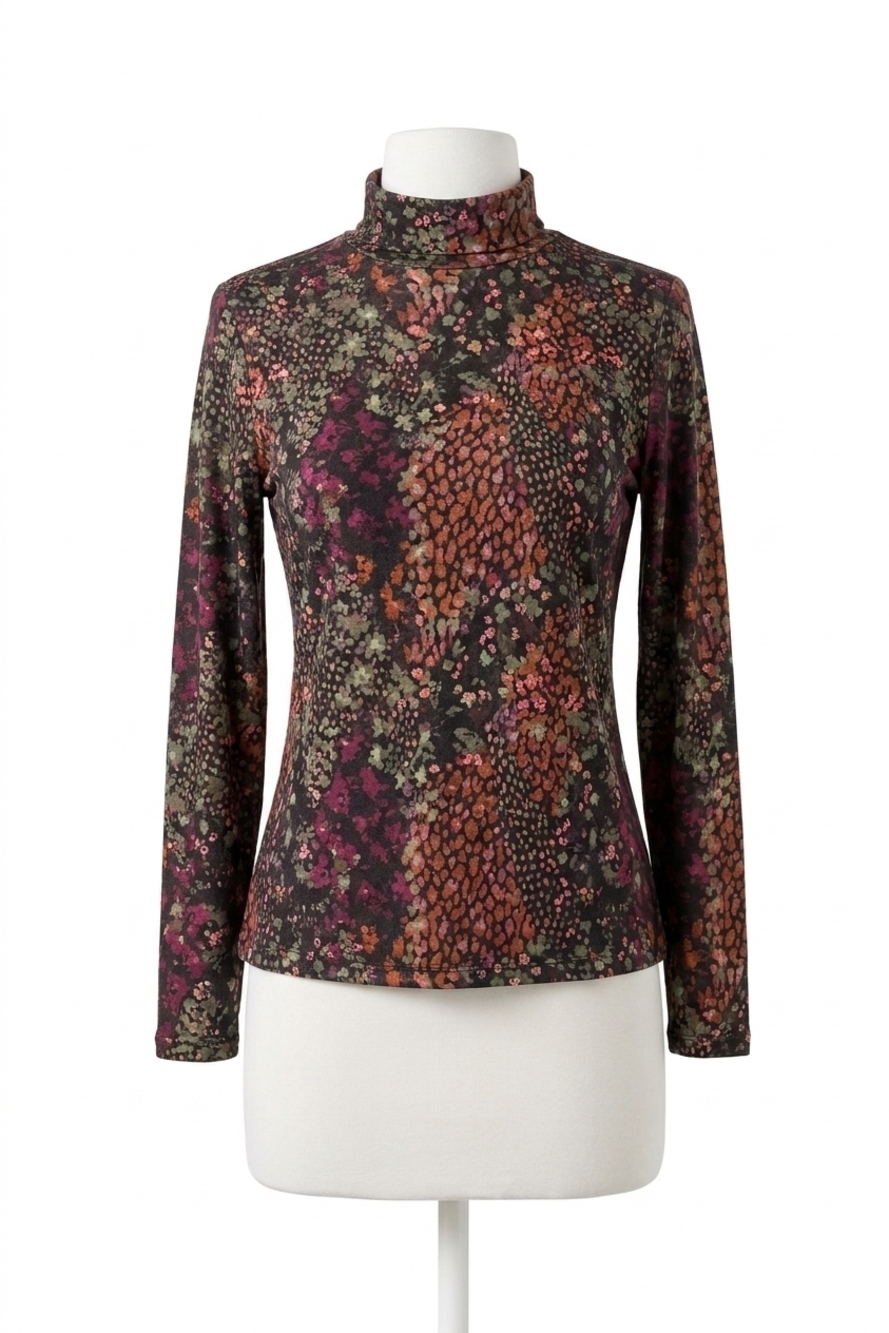 NEW TRIBAL margot mesh turtleneck top in plumwine
